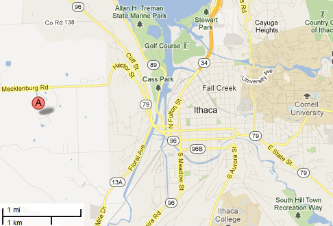 map of ithaca showing snbb location